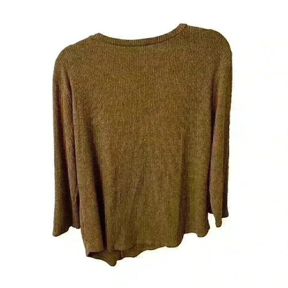 Misia Women's XL Brown V-Hem 3/4 Sleeve Rayon Blend Top Shirt w/ Button Accents - Picture 10 of 12